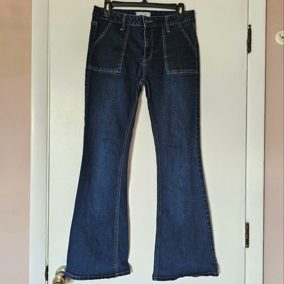 Y2k Harper Heritage dark wash mid-rise flare stretchy flattering jeans 30 - Picture 1 of 9
